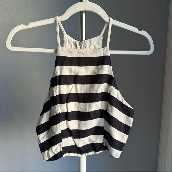 Vintage Abercrombie & Fitch Navy Blue White Stripes Cropped Tank Top - Picture 1 of 7